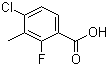 4-氯-2-氟-3-甲基苯甲酸分子结构 (CAS 153556-55-9)