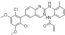 structure of CAS# 1538604-68-0, N-[2-[[6-(2,6-Dichloro-3,5-dimethoxyphenyl)-2-quinazolinyl]amino]-3-methylphenyl]-2-propenamide