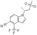 (R)-1-[1-(甲基磺酰基)丙烷-2-基]-4-(三氟甲基)-1H-吲哚-5-甲腈分子结构 (CAS 1539314-06-1)