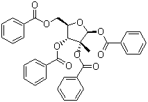 1,2,3,5-四苯甲酰氧基-2-C-甲基-beta-D-呋喃核糖分子结构 (CAS 15397-15-6)
