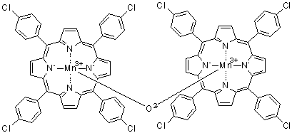 mu-氧二[5,10,15,20-四(4-氯苯基)-21H,23H-卟啉-N21,N22,N23,N24]二锰分子结构 (CAS 154089-63-1)