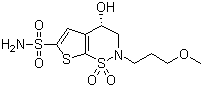 (S)-3,4-二氢-4-羟基-2-(3-甲氧丙基)-2H-噻吩并[3,2-e]-1,2-噻嗪-6-磺酰胺 1,1-二氧化物分子结构 (CAS 154127-42-1)