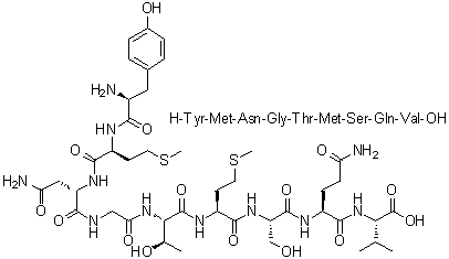 L-酪氨酰-L-蛋氨酰-L-天冬氨酰胺酰甘氨酰-L-苏氨酰-L-蛋氨酰-L-丝氨酰-L-谷氨酰胺酰-L-缬氨酸分子结构 (CAS 154330-44-6)