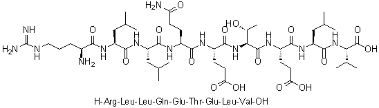 L-精氨酰-L-亮氨酰-L-亮氨酰-L-谷氨酰胺酰-L-alpha-谷氨酰-L-苏氨酰-L-alpha-谷氨酰-L-亮氨酰-L-缬氨酸分子结构 (CAS 154427-28-8)