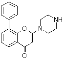 structure of CAS# 154447-38-8, 8-Phenyl-2-(1-piperazinyl)-4H-1-benzopyran-4-one