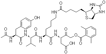 N-乙酰基-L-酪氨酰-L-缬氨酰-N-[(1S)-1-(羧甲基)-3-[(2,6-二甲基苯甲酰)氧基]-2-氧代丙基]-N6-[5-[(3aS,4S,6ar)-六氢-2-氧代-1H-噻吩并[3,4-d]咪唑-4-基]-1-氧代戊基]-L-赖氨酰胺分子结构 (CAS 154719-25-2)