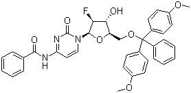 N-[1-[5-O-[Bis(4-methoxyphenyl)phenylmethyl]-2-deoxy-2-fluoro-beta-D-arabinofuranosyl]-1,2-dihydro-2-oxo-4-pyrimidinyl]benzamide molecular structure (CAS 154771-33-2)
