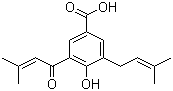 4-羟基-3-(3-甲基-2-丁烯酰基)-5-(3-甲基-2-丁烯基)苯甲酸分子结构 (CAS 155051-85-7)