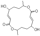 CAS # 155326-45-7, 5,13-Dihydroxy-8,16-dimethyl-1,9-dioxacyclohexadeca-3,11-diene-2,10-dione, Helmidiol