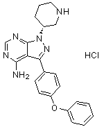3-(4-苯氧基苯基)-1-(3R)-3-哌啶基-1H-吡唑并[3,4-d]嘧啶-4-胺盐酸盐(1:1)分子结构 (CAS 1553977-42-6)