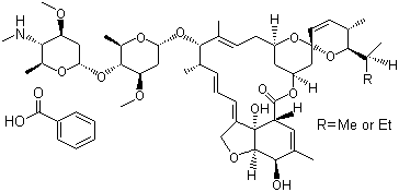 CAS # 155569-91-8 (137512-74-4), Emamectin benzoate, (4''R)-4''-Deoxy-4''-(methylamino)-avermectin B1 benzoate