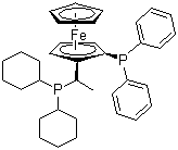 structure of CAS# 155806-35-2, (2R)-1-[(1R)-1-(二环己基膦基)乙基]-2-二苯基膦基二茂铁