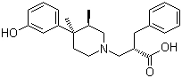 structure of CAS# 156130-41-5, (R)-2-Benzyl-3-[(3R,4R)-4-(3-hydroxyphenyl)-3,4-dimethylpiperidin-1-yl]propanoic acid