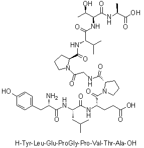 L-酪氨酰-L-亮氨酰-L-alpha-谷氨酰-L-脯氨酰甘氨酰-L-脯氨酰-L-缬氨酰-L-苏氨酰-L-丙氨酸分子结构 (CAS 156761-76-1)