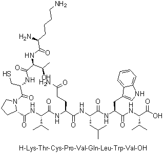 CAS 登录号：157048-06-1, L-赖氨酰-L-苏氨酰-L-半胱氨酰-L-脯氨酰-L-缬氨酰-L-谷氨酰胺酰-L-亮氨酰-L-色氨酰-L-缬氨酸