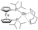 1,1'-双(二异丙基膦)二茂铁(1,5-环辛二烯)铑分子结构 (CAS 157772-65-1)
