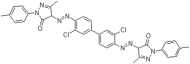 CAS # 15793-73-4, Pigment Orange 34, C.I. 21115, 4,4'-[(3,3'-Dichloro[1,1'-biphenyl]-4,4'-diyl)bis(azo)bis[2,4-dihydro-5-methyl-2-(4-methylphenyl)-3H-pyrazol-3-one, Pigment Orange 35, Pigment Orange 37