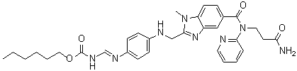 N-[[4-[[[5-[[(3-氨基-3-氧代丙基)-2-吡啶基氨基]羰基]-1-甲基-1H-苯并咪唑-2-基]甲基]氨基]苯基]亚氨基甲基]氨基甲酸己酯分子结构 (CAS 1580491-16-2)