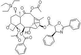 CAS # 158722-23-7, (4S,5R)-4,5-Dihydro-2,4-diphenyl-5-oxazolecarboxylic acid (2aR,4S,4aS,6R,9S,11S,12S,12aR,12bS)-6,12b-bis(acetyloxy)-12-(benzoyloxy)-2a,3,4,4a,5,6,9,10,11,12,12a,12b-dodecahydro-11-hydroxy-4a,8,13,13-tetramethyl-5-oxo-4-[(triethylsilyl)oxy]-7,11-methano-1H-cyclodeca[3,4]benz[1,2-b]oxet-9-yl ester