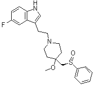 5-氟-3-[2-[4-甲氧基-4-[[(R)-苯基亚磺酰基]甲基]-1-哌啶基]乙基]-1H-吲哚分子结构 (CAS 158848-32-9)
