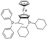 [(R)-1-[(Sp)-2-(二环己基膦)二茂铁基]乙基]二苯基膦分子结构 (CAS 158923-09-2)