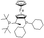 [(R)-1-[(S)-2-(二环己基膦)二茂铁基]乙基]二叔丁基膦分子结构 (CAS 158923-11-6)