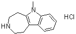 structure of CAS# 15923-42-9, 1,2,3,4,5,6-六氢-6-甲基氮杂卓并[4,5-b]吲哚单盐酸盐