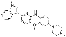 structure of CAS# 1594092-37-1, N-[2-甲氧基-4-(4-甲基-1-哌嗪基)苯基]-4-(1-甲基-1H-吡咯并[2,3-c]吡啶-3-基)-2-嘧啶胺