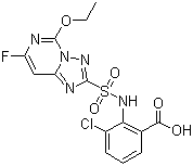CAS # 159518-97-5, Cloransulam, 3-Chloro-2-[[(5-ethoxy-7-fluoro[1,2,4]triazolo[1,5-c]pyrimidin-2-yl)sulfonyl]amino]benzoic acid