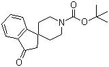 structure of CAS# 159634-59-0, 2,3-Dihydro-3-oxo-spiro[1H-indene-1,4'-piperidine]-1'-carboxylic acid tert-butyl ester