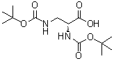 structure of CAS# 159652-30-9, N-[叔丁氧羰基]-3-[[叔丁氧羰基]氨基]-D-丙氨酸