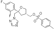 1,4-脱水-2,3,5-三脱氧-4-C-(2,4-二氟苯基)-2-[[[(4-甲基苯基)磺酰基]氧基]甲基]-5-(1H-1,2,4-三唑-1-基)-D-赤式-戊糖醇分子结构 (CAS 159811-30-0)