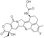 N-((1S,9S)-9-乙基-5-氟-2,3,9,10,13,15-六氢-9-羟基-4-甲基-10,13-二氧代-1H,12H-苯并(de)吡喃并(3',4':6,7)吲哚嗪并(1,2-b)喹啉-1-基)-2-羟基乙酰胺分子结构 (CAS 1599440-33-1)