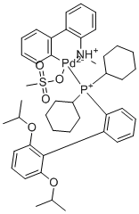 structure of CAS# 1599466-85-9, (SP-4-3)-[[2',6'-双(1-甲基乙氧基)[1,1'-联苯]-2-基]二环己基膦-κP](甲烷磺酸基-κO)[2'-(甲基氨基-κN)[1,1'-联苯]-2-基-κC]-钯