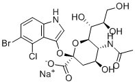 5-溴-4-氯-3-吲哚基-alpha-D-N-乙酰神经氨酸钠盐分子结构 (CAS 160369-85-7)