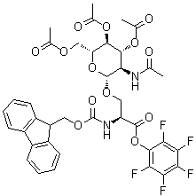 N-[芴甲氧羰基]-O-[3,4,6-三-O-乙酰基-2-(乙酰氨基)-2-脱氧-beta-D-吡喃葡萄糖基]-L-丝氨酸五氟苯基酯分子结构 (CAS 160410-57-1)