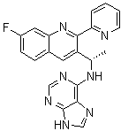 (alphaS)-7-氟-alpha-甲基-N-9H-嘌呤-6-基-2-(2-吡啶基)-3-喹啉甲胺分子结构 (CAS 1608125-21-8)