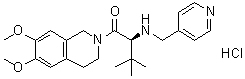 structure of CAS# 1610882-30-8, (2S)-1-(3,4-Dihydro-6,7-dimethoxy-2(1H)-isoquinolinyl)-3,3-dimethyl-2-[(4-pyridinylmethyl)amino]-1-butanone hydrochloride (1:1)