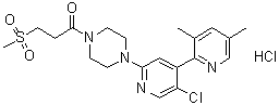 1-[4-(5'-Chloro-3,5-dimethyl[2,4'-bipyridin]-2'-yl)-1-piperazinyl]-3-(methylsulfonyl)-1-propanone hydrochloride (1:1) molecular structure (CAS 1613439-62-5)