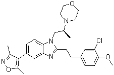 2-[2-(3-氯-4-甲氧基苯基)乙基]-5-(3,5-二甲基-4-异恶唑基)-1-[(2S)-2-(4-吗啉基)丙基]-1H-苯并咪唑分子结构 (CAS 1613695-14-9)