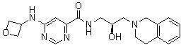 structure of CAS# 1616391-65-1, N-[(2S)-3-(3,4-二氢-2(1H)-异喹啉基)-2-羟基丙基]-6-(3-氧杂环丁基氨基)-4-嘧啶甲酰胺