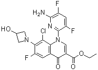 CAS # 1620905-72-7, 1-(6-Amino-3,5-difluoro-2-pyridinyl)-8-chloro-6-fluoro-1,4-dihydro-7-(3-hydroxy-1-azetidinyl)-4-oxo-3-quinolinecarboxylic acid ethyl ester