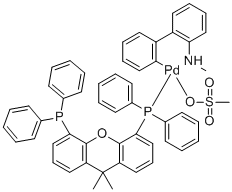 structure of CAS# 1621274-19-8, (SP-4-3)-[[5-(diphenylphosphino)-9,9-dimethyl-9H-xanthen-4-yl]diphenylphosphine-&kappa;P](methanesulfonato-&kappa;O)[2'-(methylamino-&kappa;N)[1,1'-biphenyl]-2-yl-&kappa;C]-Palladium