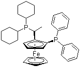 (S)-(+)-1-[(R)-2-(二苯基膦)二茂铁]乙基二环己基膦分子结构 (CAS 162291-02-3)