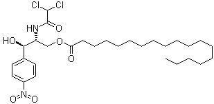 CAS # 16255-48-4, Eusynthomycin, Levomycetin stearate, Chloroamphenicol stearate, [(2R,3R)-2-[(2,2-Dichloroacetyl)amino]-3-hydroxy-3-(4-nitrophenyl)propyl] octadecanoate