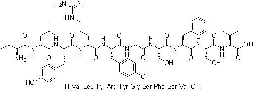 L-缬氨酰-L-亮氨酰-L-酪氨酰-L-精氨酰-L-酪氨酰甘氨酰-L-丝氨酰-L-苯丙氨酰-L-丝氨酰-L-缬氨酸分子结构 (CAS 162558-13-6)