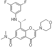8-[(1R)-1-[(3,5-Difluorophenyl)amino]ethyl]-N,N-dimethyl-2-(4-morpholinyl)-4-oxo-4H-1-benzopyran-6-carboxamide molecular structure (CAS 1627494-13-6)