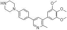 structure of CAS# 1627503-67-6, 1-[4-[6-Methyl-5-(3,4,5-trimethoxyphenyl)-3-pyridinyl]phenyl]piperazine