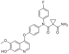 CAS # 1628530-42-6, Desmethyl Cabozantinib, N-(4-fluorophenyl)-N-(4-((6-hydroxy-7-methoxyquinolin-4-yl)oxy)phenyl)cyclopropane-1,1-dicarboxamide