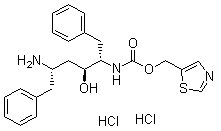 [(1S,2S,4S)-4-氨基-2-羟基-5-苯基-1-(苄基)戊基]-氨基甲酸 5-噻唑基甲基酯二盐酸盐分子结构 (CAS 162990-03-6)